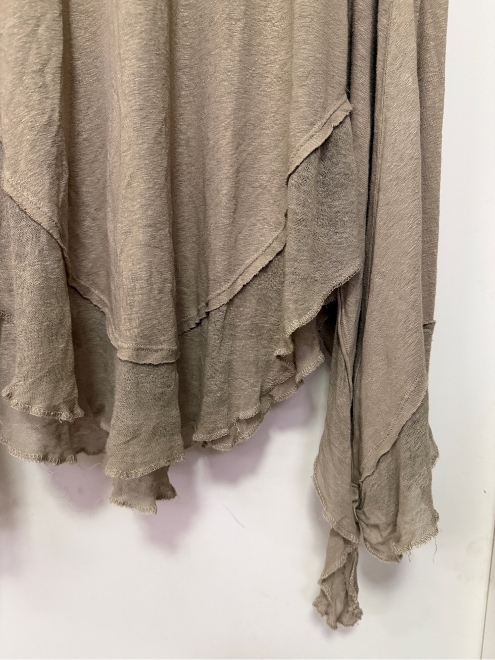 We The Free Starlight Ruffle linen blend long sleeve top - size s - tan/beige - Picture 3 of 10